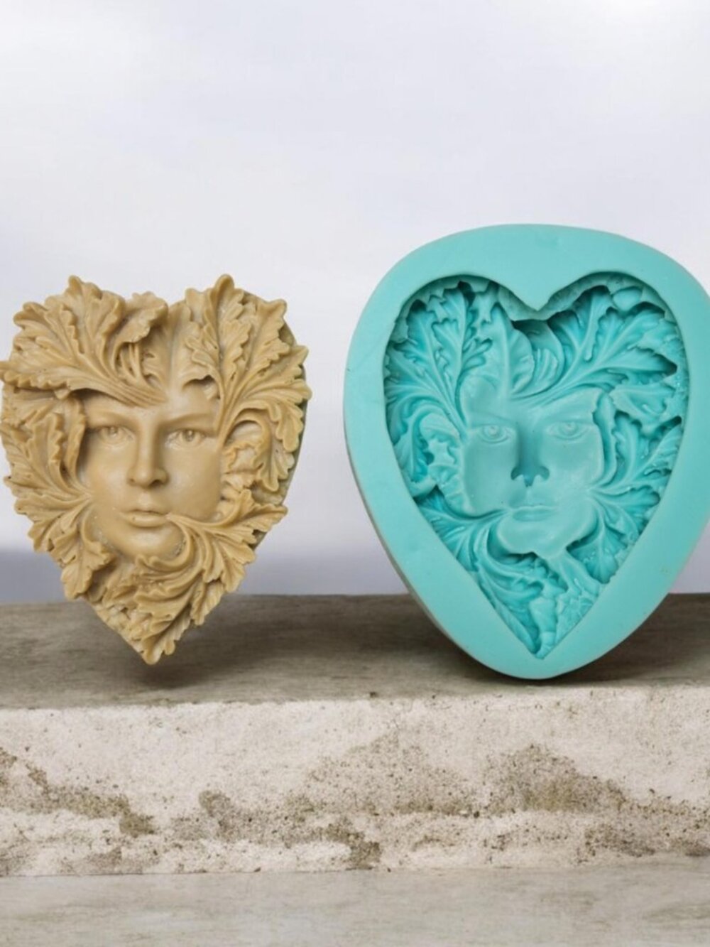 Heart-Shaped Green Face Silicone Mold